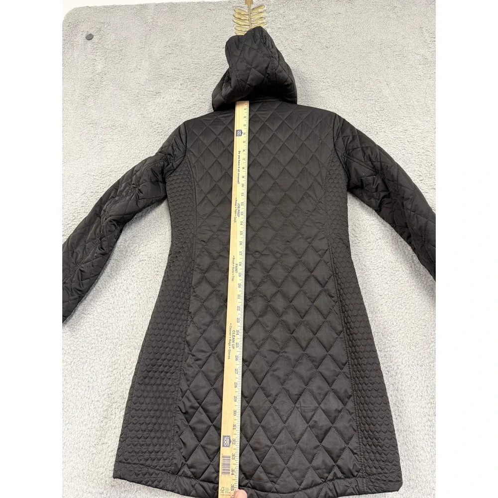 Michael Michael Kors Coat Womens Small Black Quilted‎ Hooded Puffer Long Zip